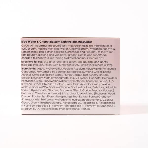 Rice Water & Cherry Blossom Lightweight Moisturiser box Details