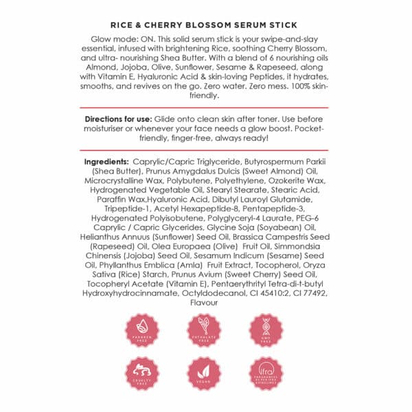 Rice & Cherry Blossom Serum Stick box detail